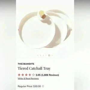 The2Bandits Tiered Catchall Tray White 3 Layer Trinket Dish Gray Felt Liners